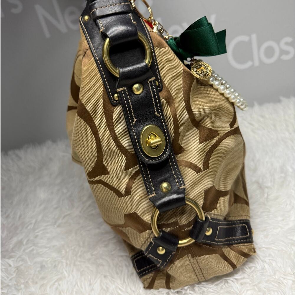 y2k COACH Black Brown Carly Large Hobo Signature Shoulder Bag Purse - Picture 4 of 16